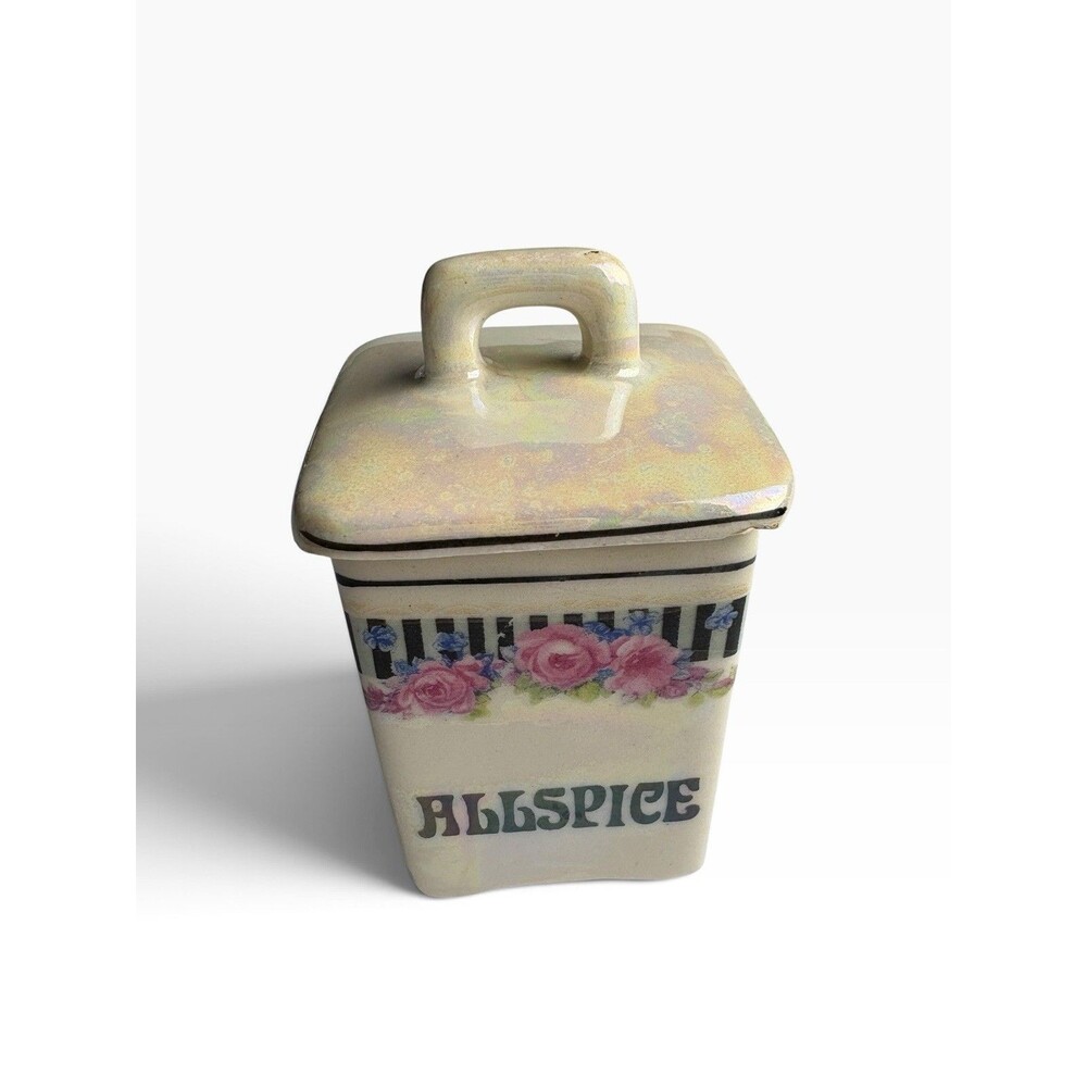 Antique Czechoslovakian Lustreware Allspice Jar Ceramic Spice Jar Iridescent